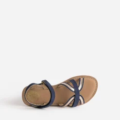 Sandale BUGGY marine cuir velours à scratchs