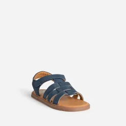 Sandale BUGGY marine cuir à scratch