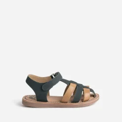 Sandale BUGGY marine et marron en cuir