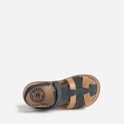 Sandale BUGGY marine et marron en cuir