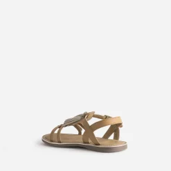 Sandale BUGGY marron cuir pampilles amovibles