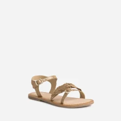 Sandale BUGGY marron en cuir velours avec feuilles