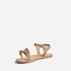 Sandale BUGGY marron en cuir velours avec feuilles