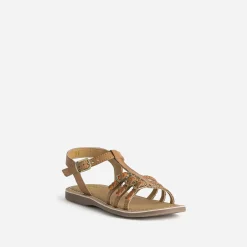 Sandale BUGGY marron en cuir brides tressées
