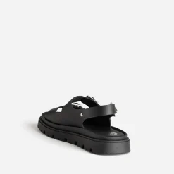Sandale BUGGY noir cuir semelle crantée