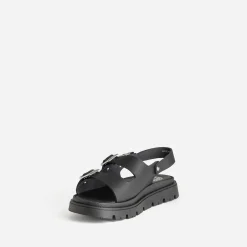 Sandale BUGGY noire cuir semelle crantée