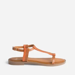 Sandale cognac et orange en cuir