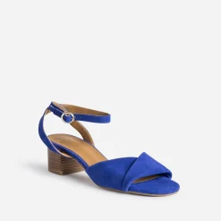 Sandale ERAM FLEX bleu électrique cuir velours