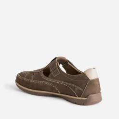 Sandale FRANCE ARNO taupe en cuir nubuck