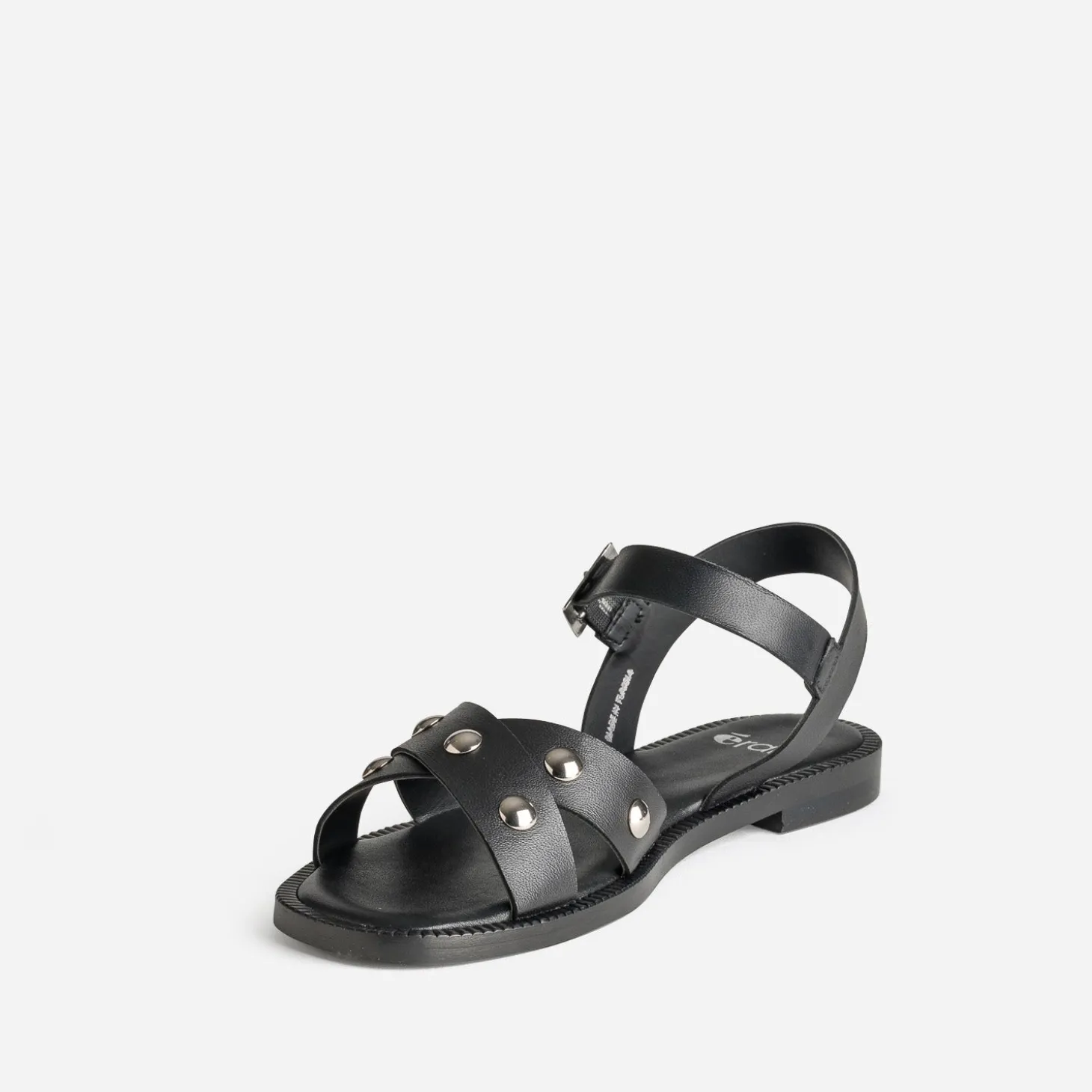 Sandale noire cuir décor clous