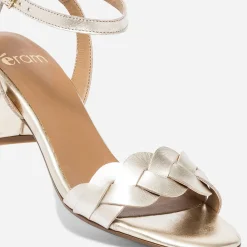 Sandale or en cuir