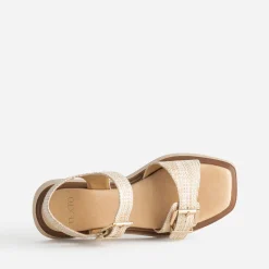 Sandale TEXTO beige effet raphia