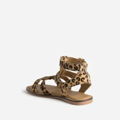 Sandale TEXTO beige motif léopard cuir éco-conçu