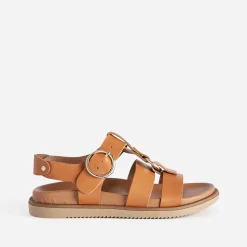 Sandale TEXTO cognac cuir multi brides