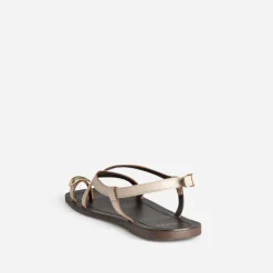 Sandale TEXTO écrue cuir décor bijou
