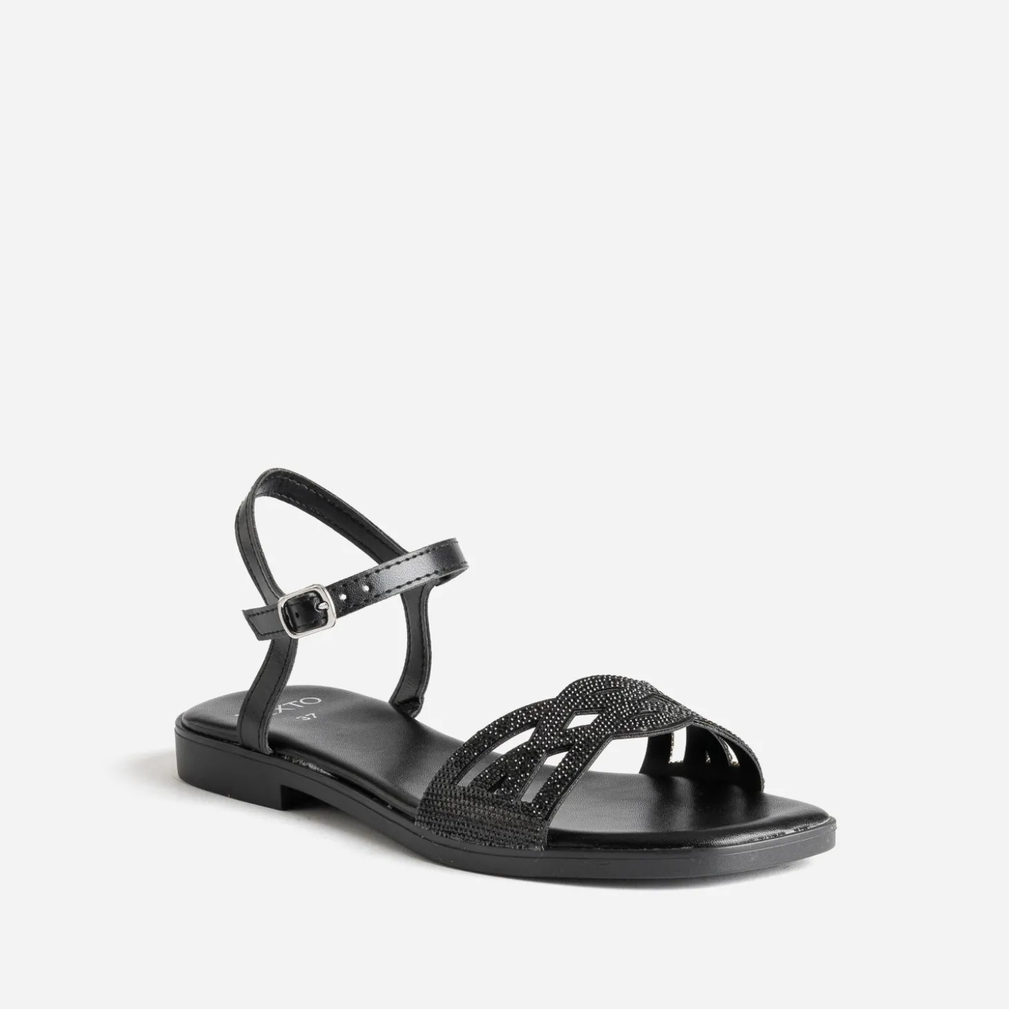Sandale TEXTO noire brides strassées