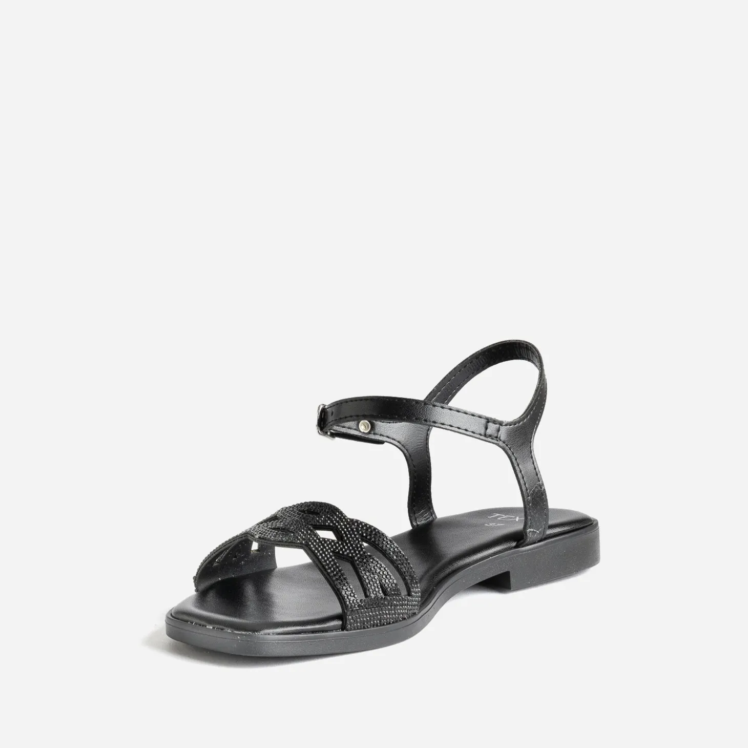 Sandale TEXTO noire brides strassées