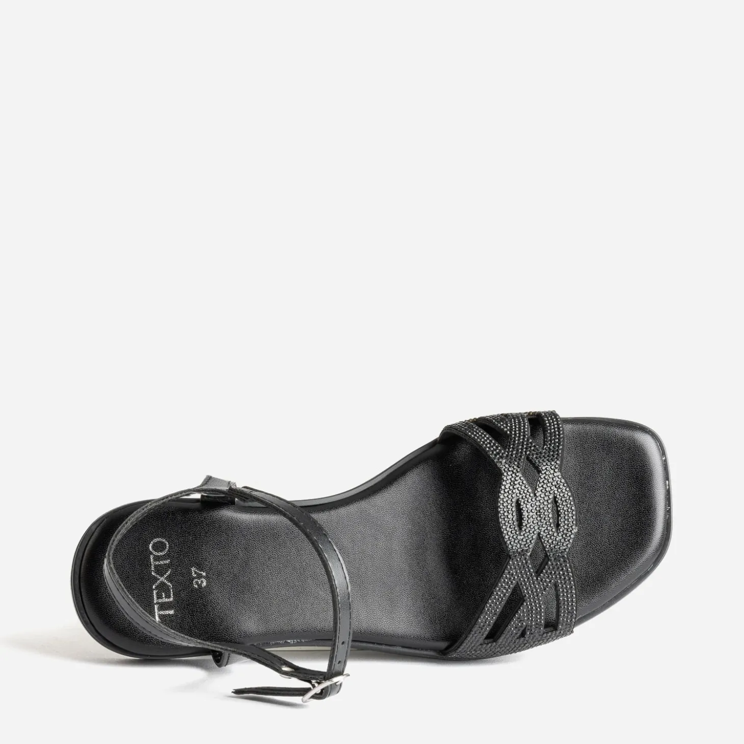 Sandale TEXTO noire brides strassées