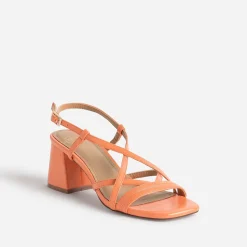 Sandales à talon orange