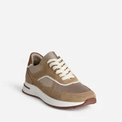 Tennis beige cuir bi-matière
