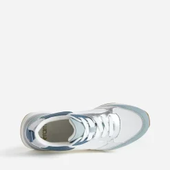 Tennis blanche, bleue et argent semelle amovible
