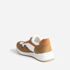 Tennis blanche, marron et cognac semelle amovible