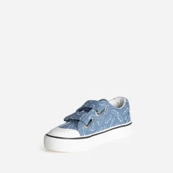 Tennis BUGGY bleue toile motif skates à scratchs