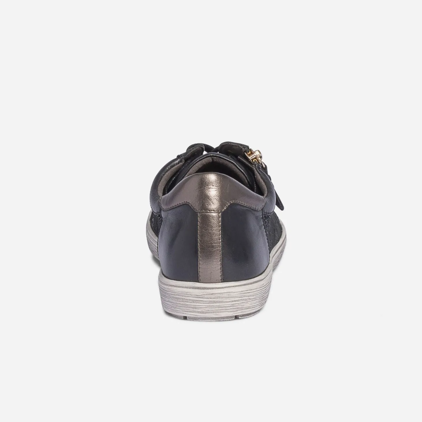 Tennis CAPRICE noire en cuir avec effet python