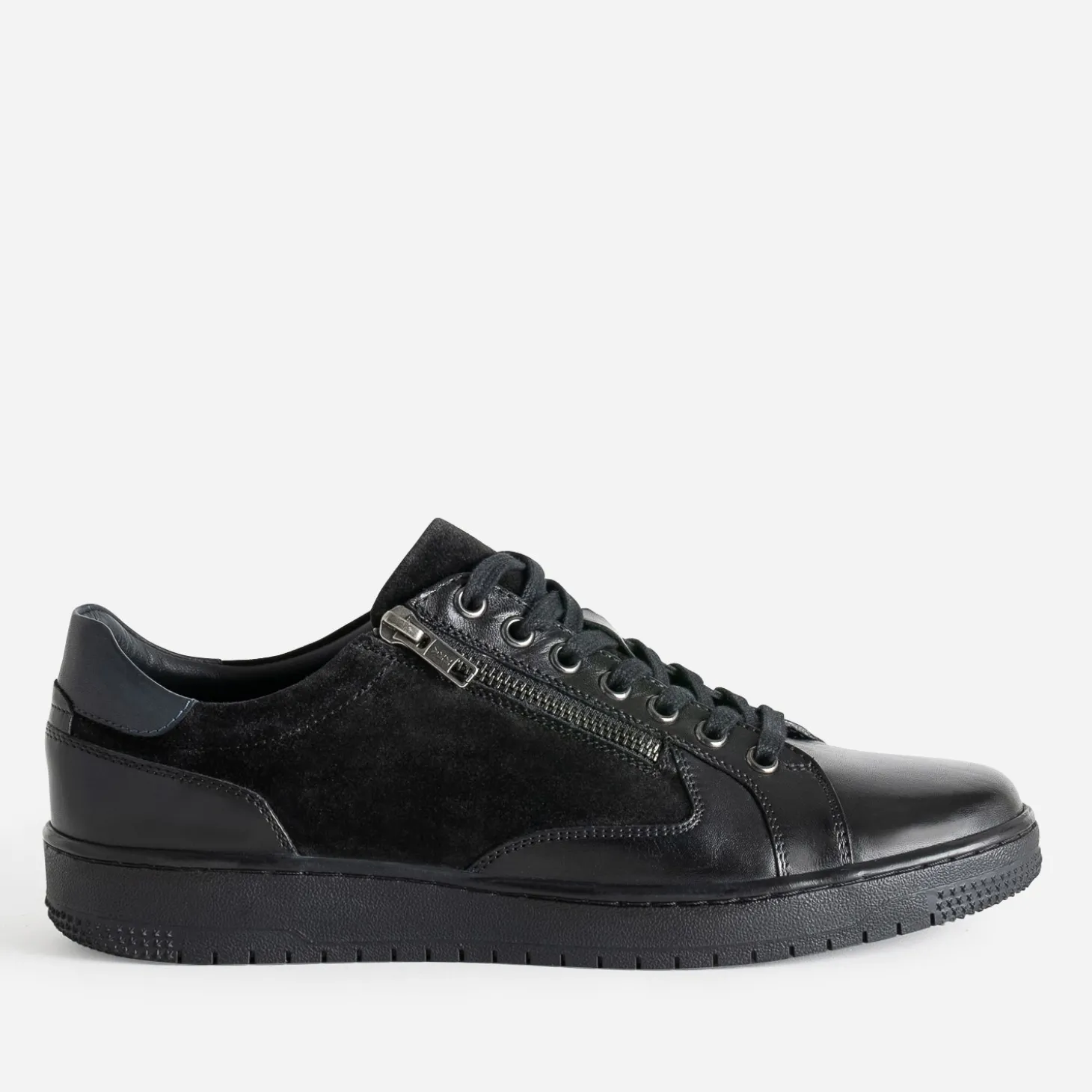Tennis noir en cuir bi-matière