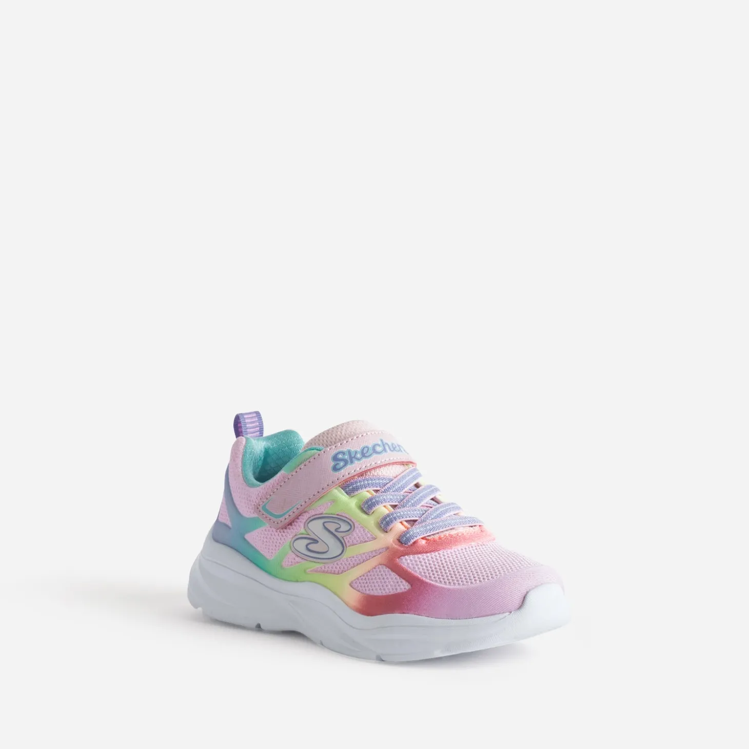Tennis SKECHERS rose et fluo arc-en-ciel