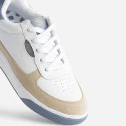 Tennis TBS blanche, beige et bleu ciel cuir