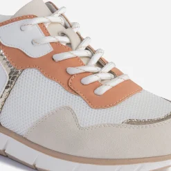 Tennis TEXTO blanche, beige, terracotta et or