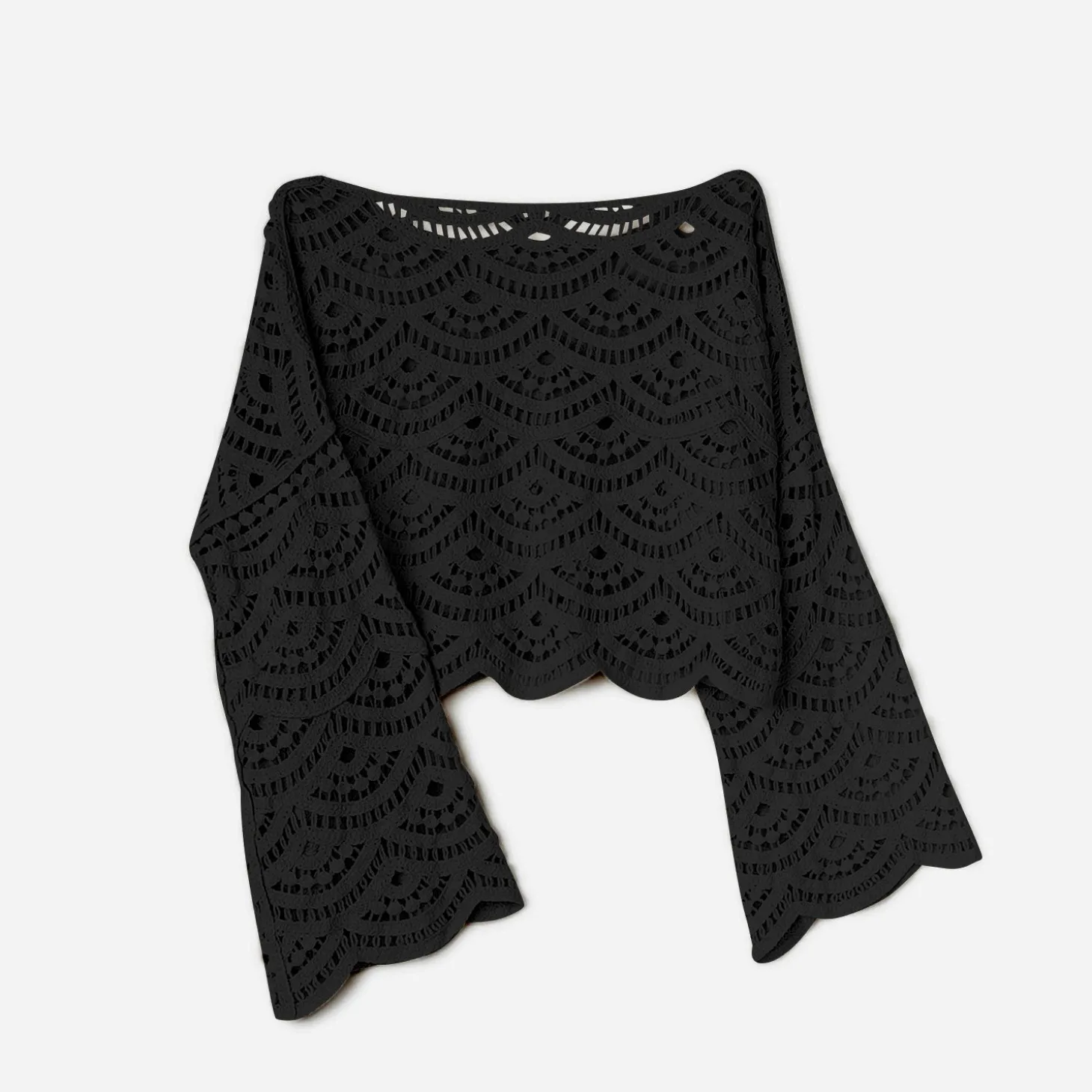 Top TEXTO noir en macramé